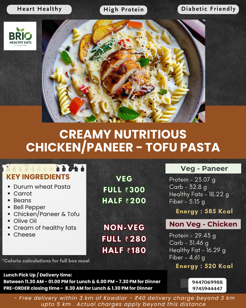 Creamy Nutritious Chicken/Paneer Pasta