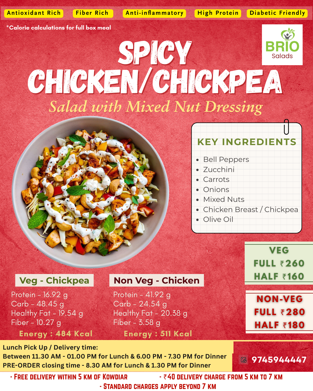 Spicy Chicken/Chickpea Salad in Cashew Dressing
